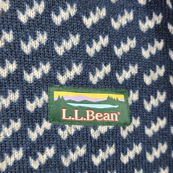 L.L. Bean Navy Birdseye Print Slightly Fitted Fleece Pullover Sweater Sz XXL NEW - Picture 8 of 11